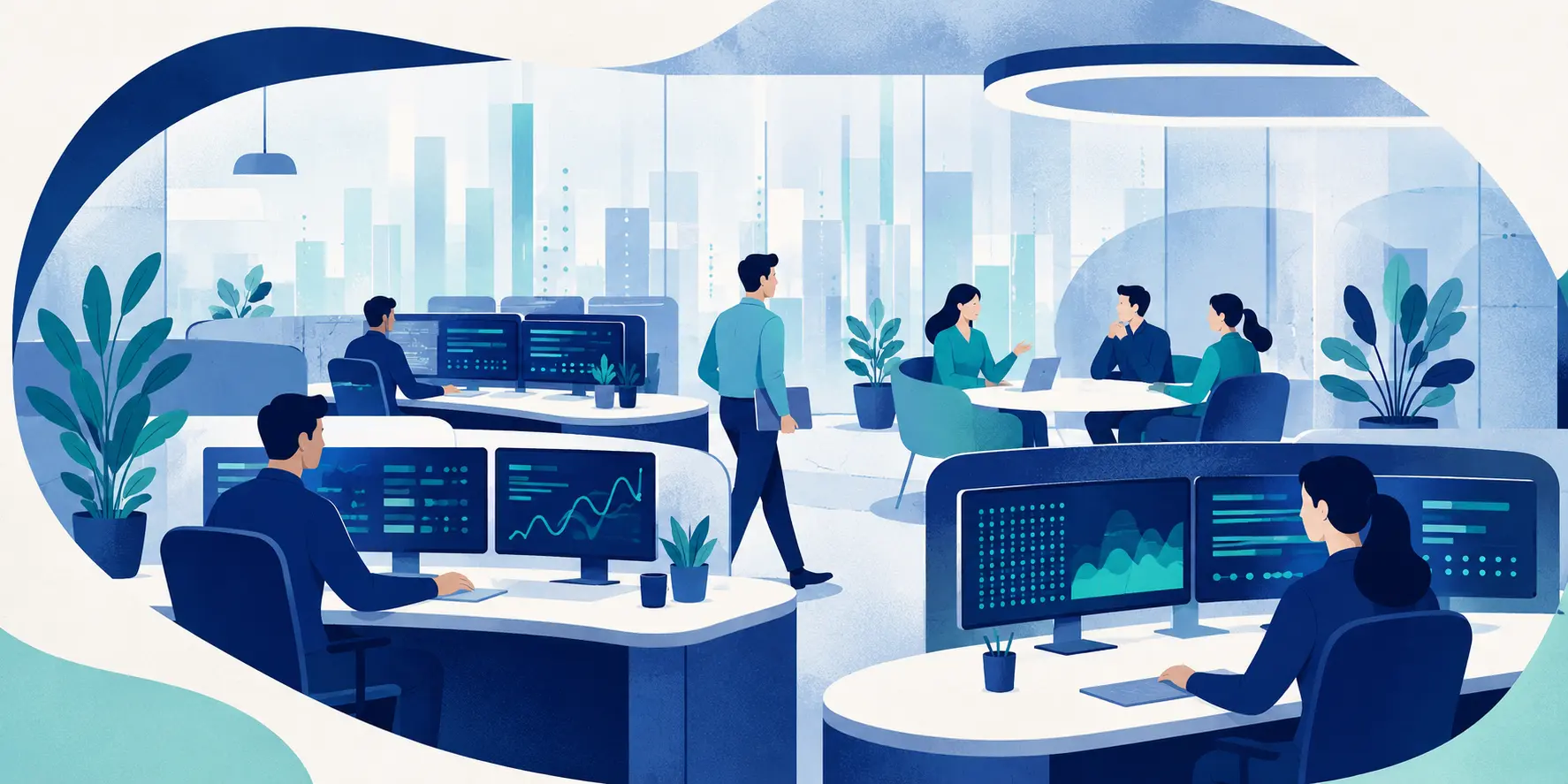 Contemporary quantitative trading workplace in Mumbai